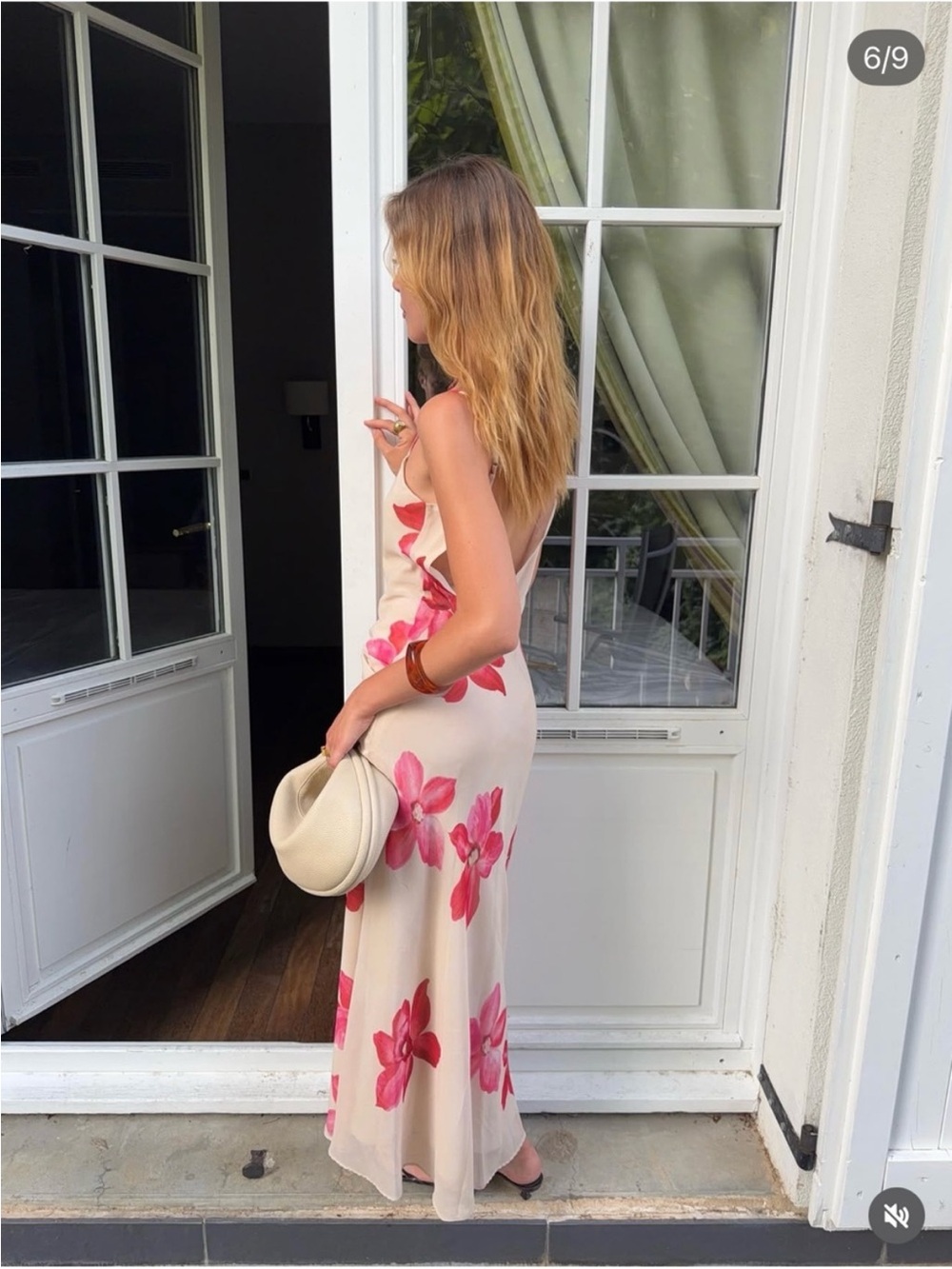 Zara Cream Maxi Dress with Pink Floral Print - Picture 2 of 5